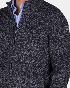 Mélierte marineblaue Wolljacke - Winter Navy