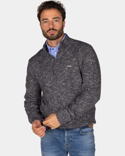 Mélierter dunkelblauer Pullover - Winter Navy
