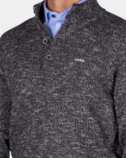 Mélierter dunkelblauer Pullover - Winter Navy