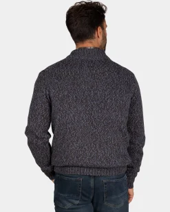 Mélierter dunkelbrauner Wollpullover - Dark Mocca