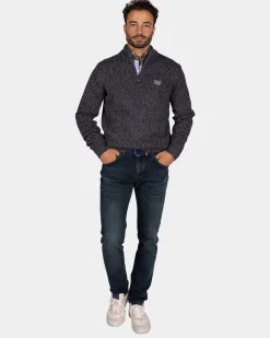 Mélierter dunkelbrauner Wollpullover - Dark Mocca