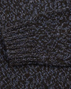 Mélierter dunkelbrauner Wollpullover - Dark Mocca