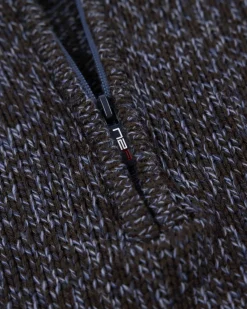 Mélierter dunkelbrauner Wollpullover - Dark Mocca