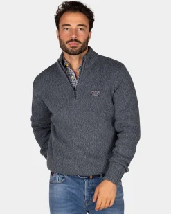 Mélierter grauer Wollpullover - Ash Grey