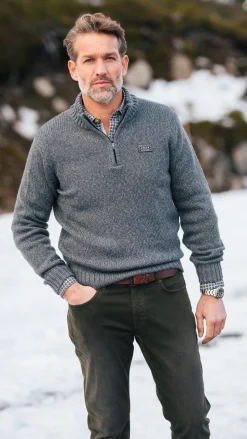 Mélierter grauer Wollpullover - Ash Grey