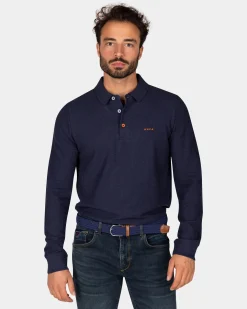 Navy Baumwoll Poloshirt mit langen Ärmeln - Autumn Navy