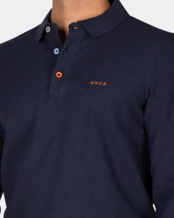 Navy Baumwoll Poloshirt mit langen Ärmeln - Autumn Navy