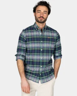 Navy grün lila kariertes Hemd