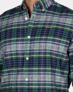 Navy grün lila kariertes Hemd