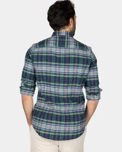 Navy grün lila kariertes Hemd