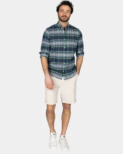 Navy grün lila kariertes Hemd