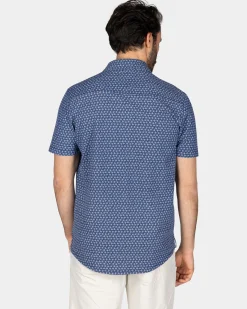 Navy Hemd mit kleinen rosa Prints