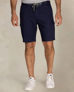 Navy Leinen-Cargo-Shorts