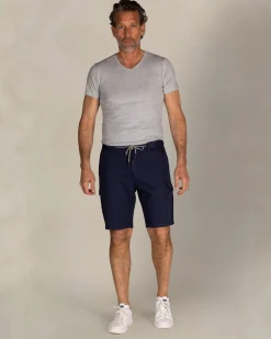 Navy Leinen-Cargo-Shorts