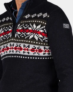 Navy Pullover mit Strickmuster - Winter Navy