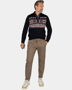 Navy Pullover mit Strickmuster - Winter Navy