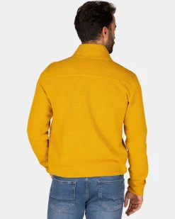 Ockergelber Baumwollsweater mit halbem Reißverschluss - Warm Ocre