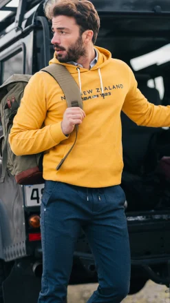 Ockergelber Hoodie mit Logo - Warm Ocre