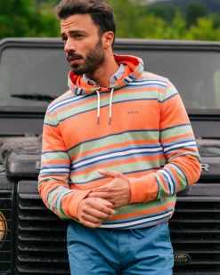 Orange gestreifter Hoodie