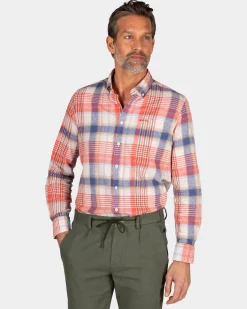 Orange- und blau kariertes Hemd