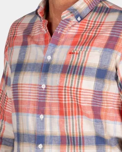 Orange- und blau kariertes Hemd