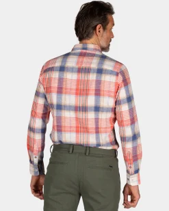 Orange- und blau kariertes Hemd