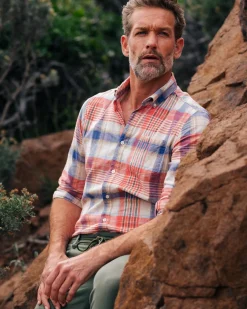 Orange- und blau kariertes Hemd