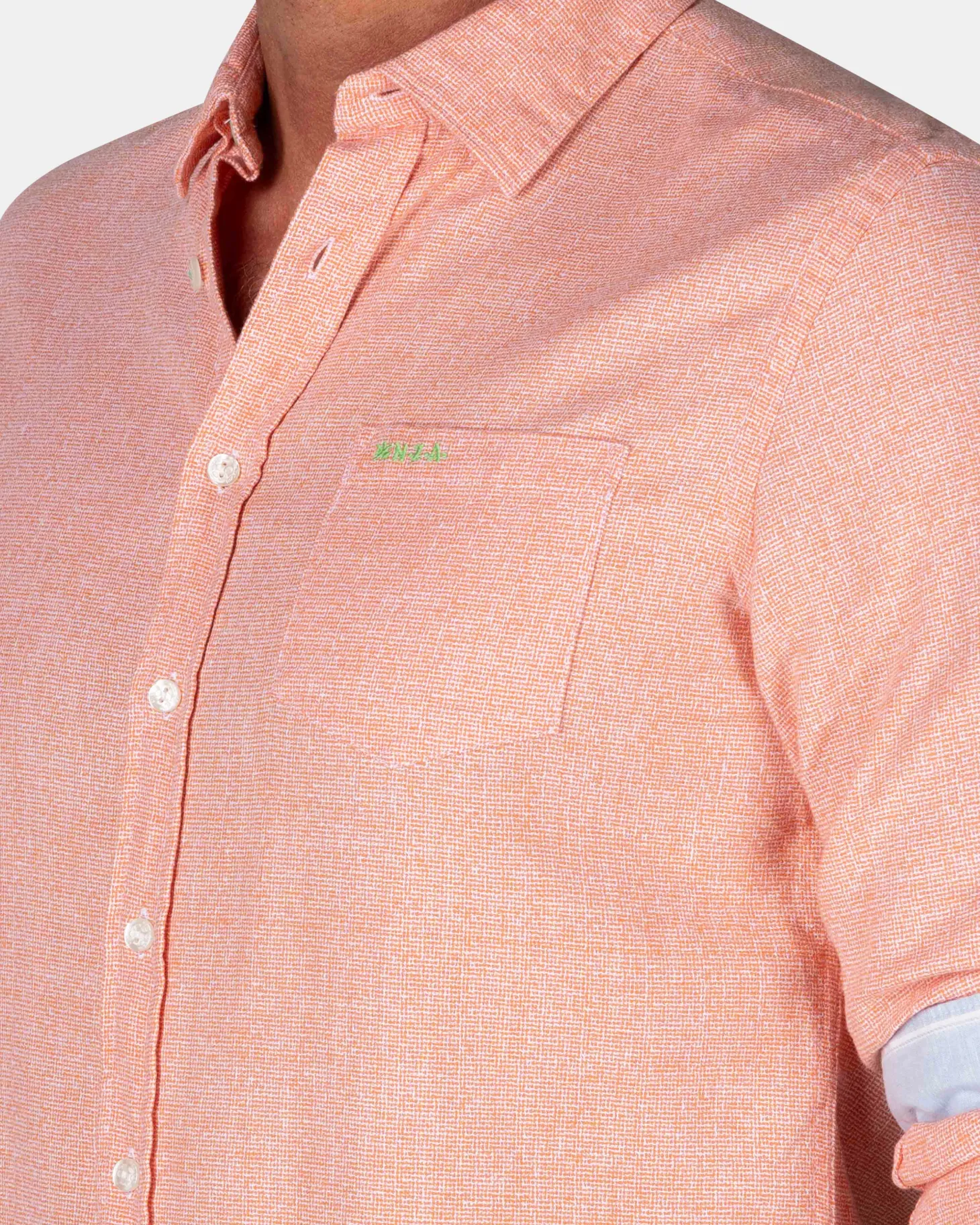 Oranges Leinenhemd mit Stretch