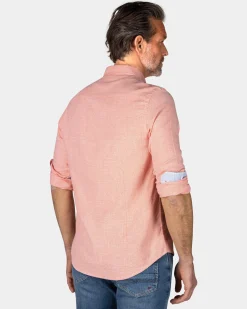 Oranges Leinenhemd mit Stretch