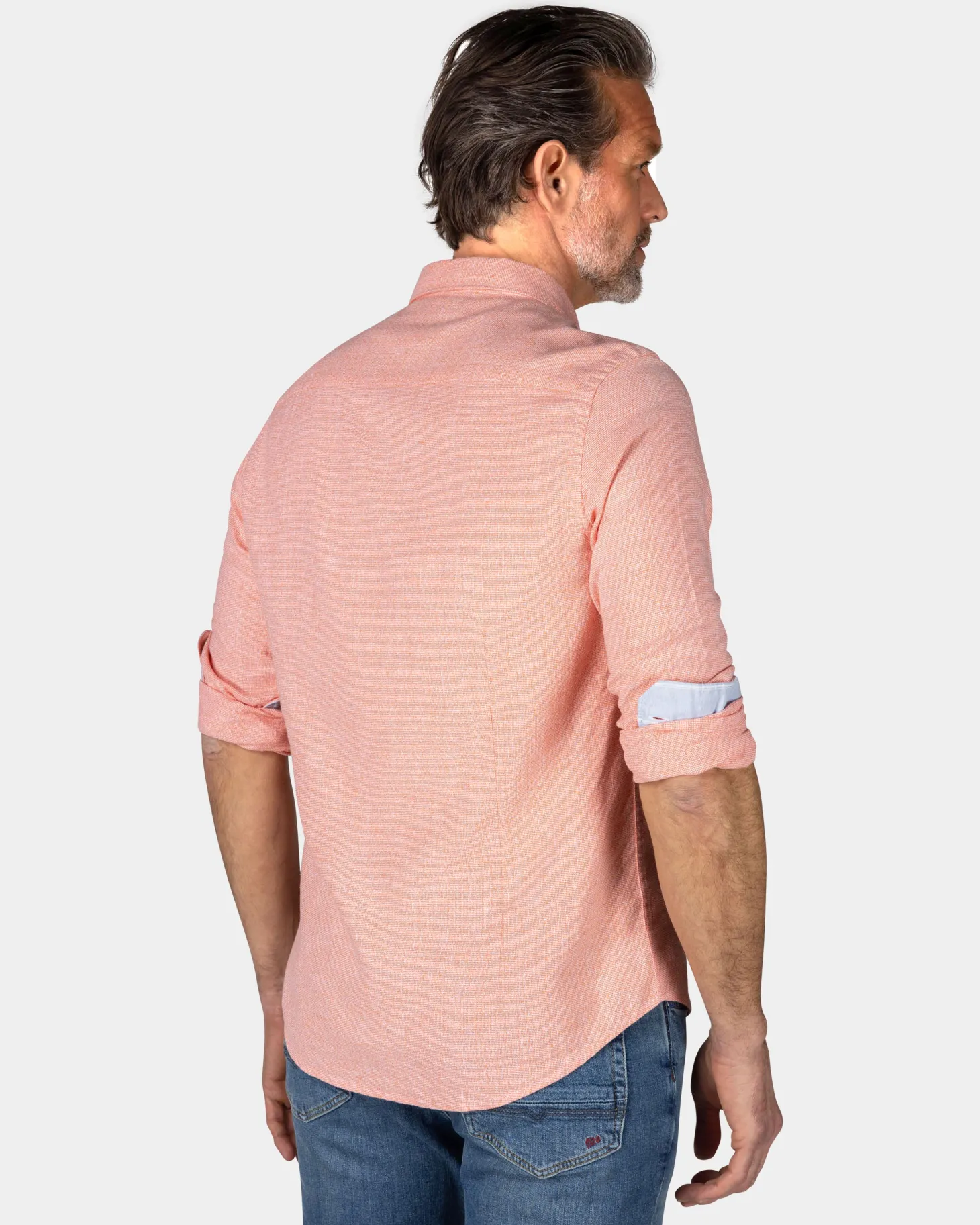 Oranges Leinenhemd mit Stretch