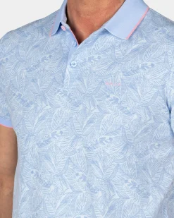 Pastellblaue Polo mit Blattprint