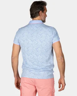Pastellblaue Polo mit Blattprint