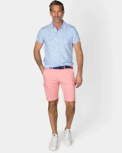 Pastellblaue Polo mit Blattprint