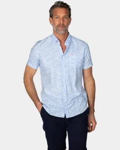 Pastellblaues Hemd mit weißem Print