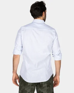 Pastellblaues Leinenhemd mit Elasthan