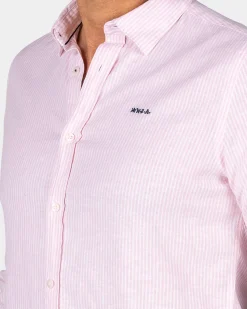 Pastellrosanes Leinenhemd mit Elasthan