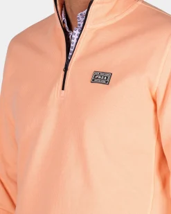 Pfirsichfarbener Pullover mit halbem Reißverschluss