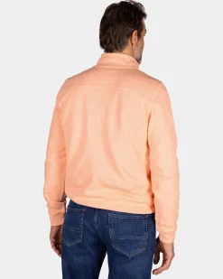 Pfirsichfarbener Pullover mit halbem Reißverschluss