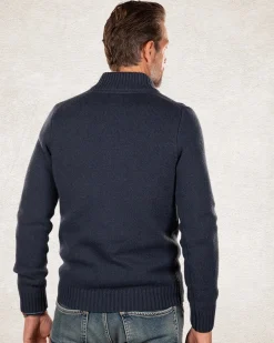Pullover aus Wollmischung mit halbem Reißverschluss - Trent Petrol