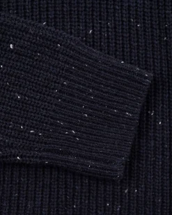 Pullover mit halbem Reißverschluss aus Baumwolle und Wolle - Pitch navy