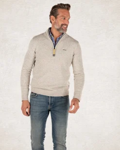 Pullover mit halbem Reißverschluss und Wolle - Shadow White