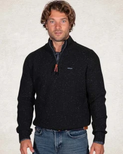 Pullover mit halbem Reißverschluss aus Wolle und Baumwolle - Crushing Green