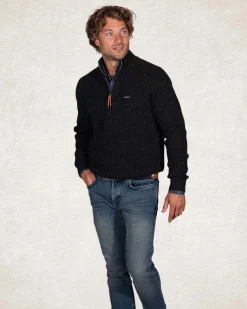 Pullover mit halbem Reißverschluss aus Wolle und Baumwolle - Crushing Green