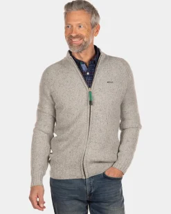 Rippstrick-Cardigan Dry - Dusty Ecru