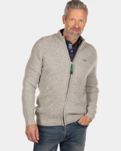 Rippstrick-Cardigan Dry - Dusty Ecru