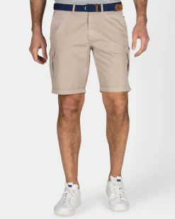 Robuste sandfarbene Baumwoll-Cargo-Shorts