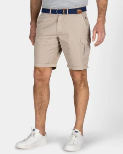 Robuste sandfarbene Baumwoll-Cargo-Shorts