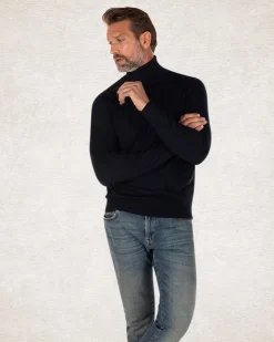 Rollkragenpullover aus Baumwolle - Charcoal Navy