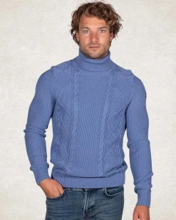Rollkragenpullover mit Zopfmuster - Cloudy Blue