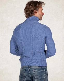 Rollkragenpullover mit Zopfmuster - Cloudy Blue